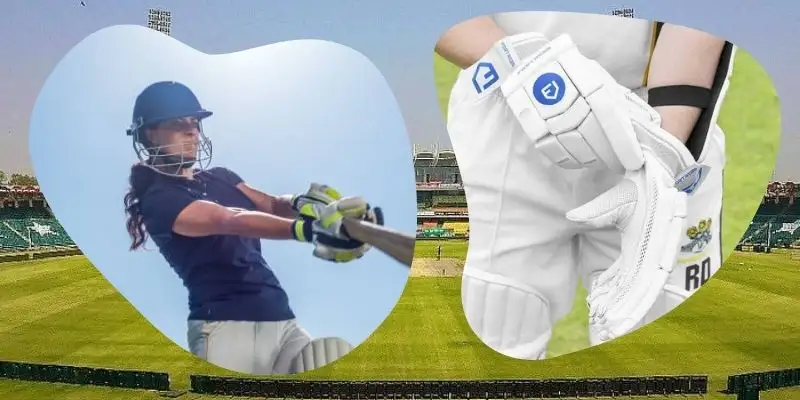 cricket batter with gloves